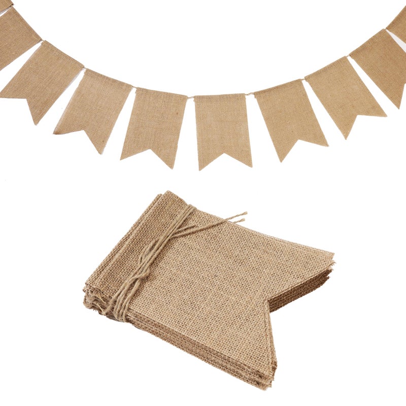 LaRibbons Burlap Banner, 15Pcs Burlap Banner Flags Blank, 5x7.5 inches 11.5ft DIY Party Decor for Christmas, Birthday, Wedding, Baby Shower and Graduation - Image 1